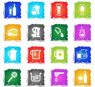 mutfak eşyaları için içecekler Icon set