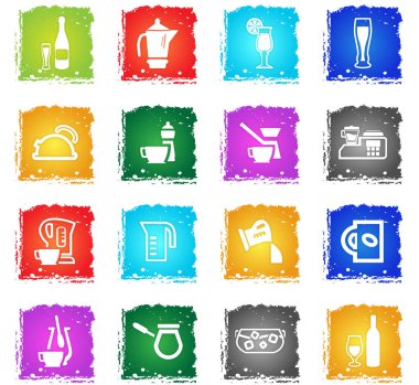 mutfak eşyaları için içecekler Icon set