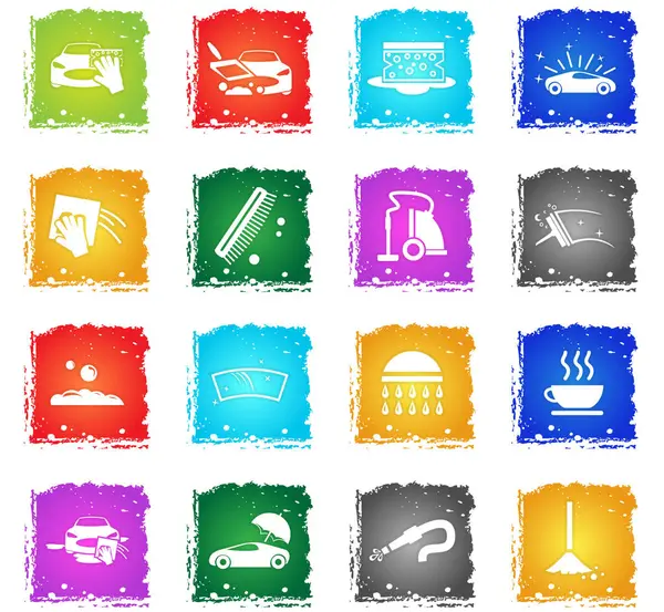 Car washer icon set — Stock Vector