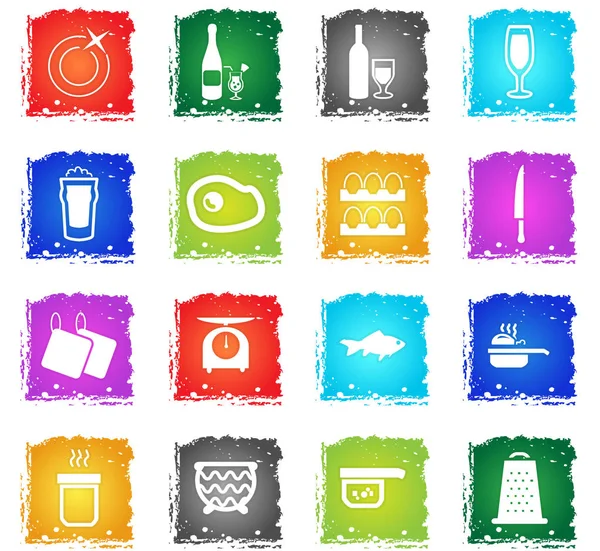 Conjunto de iconos de comida y cocina — Vector de stock