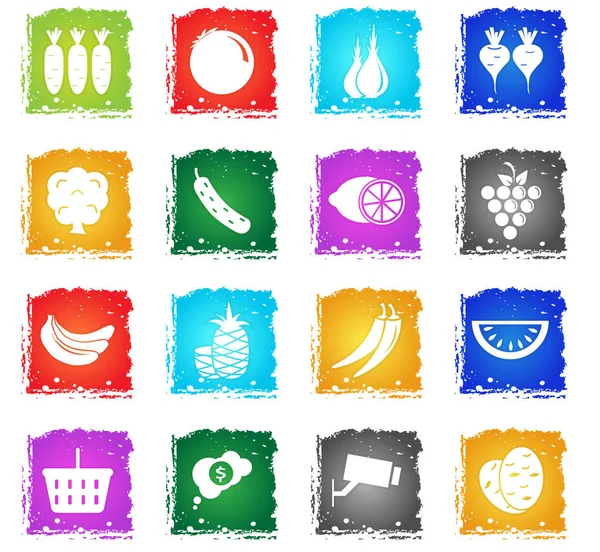 Tienda de comestibles icono conjunto — Vector de stock