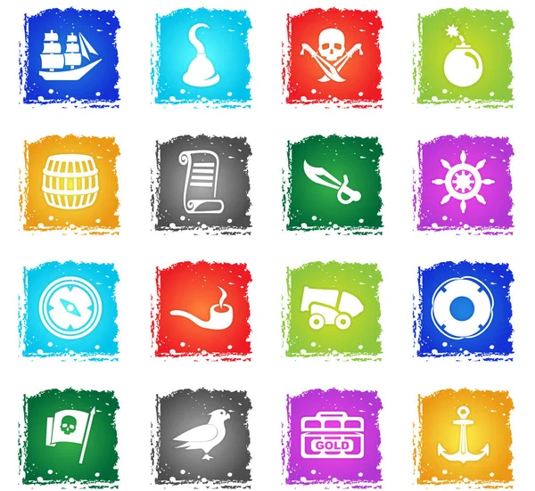 Conjunto de iconos piratas — Vector de stock