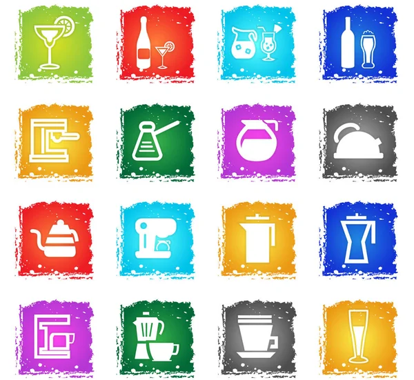 Utensili per bevande set di icone — Vettoriale Stock