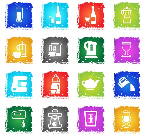 Utensils for beverages icon set — Stock Vector