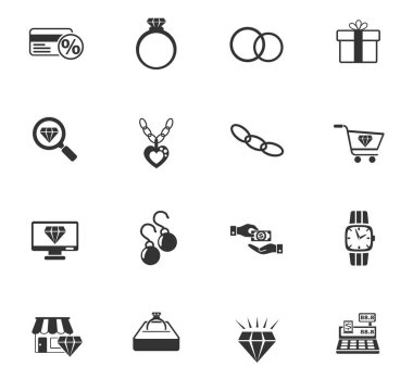 jewerly store icon set clipart