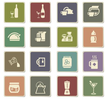 mutfak eşyaları için içecekler Icon set