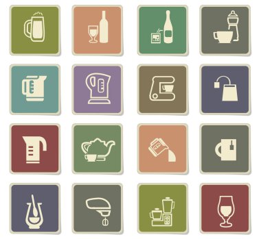 mutfak eşyaları için içecekler Icon set