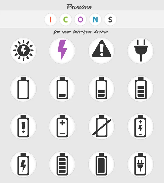 Akkumulátor ikon készlet — Stock Vector