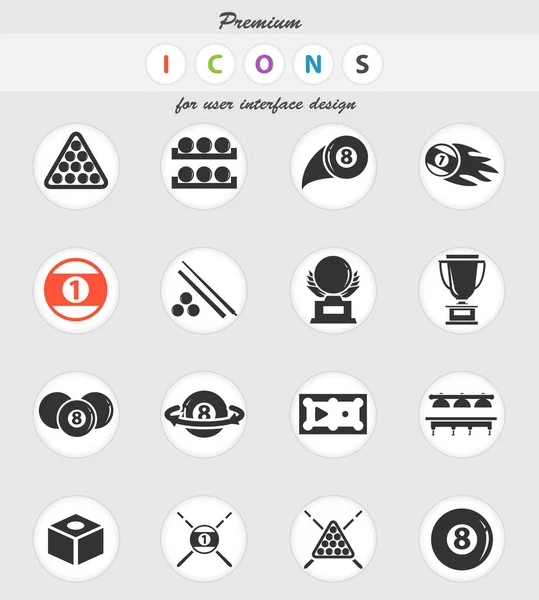 Conjunto de iconos de billar — Archivo Imágenes Vectoriales