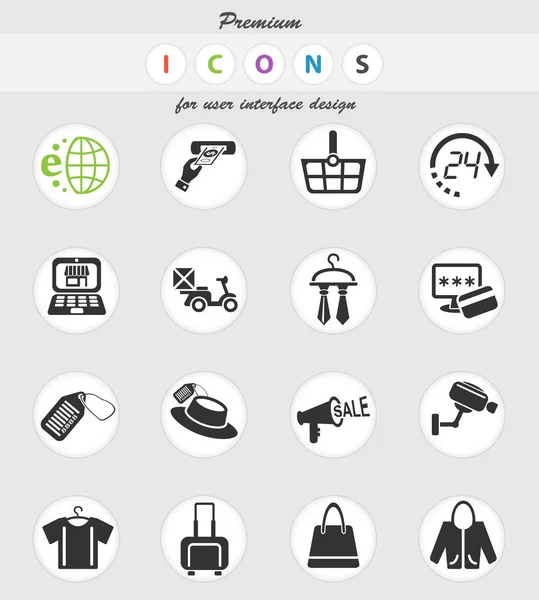 Conjunto de iconos de compras y comercio electrónico — Vector de stock