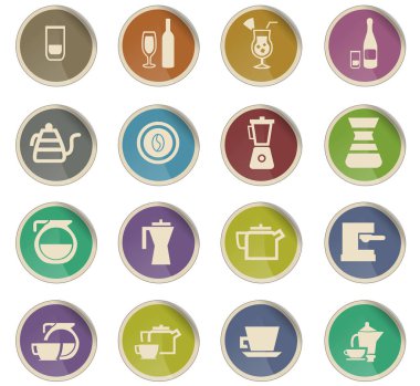 mutfak eşyaları için içecekler Icon set