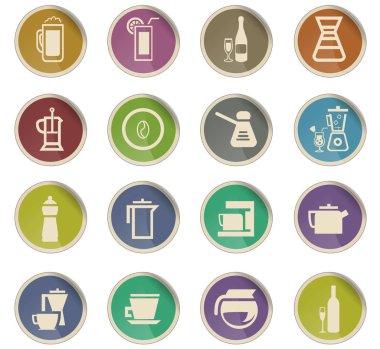 mutfak eşyaları için içecekler Icon set