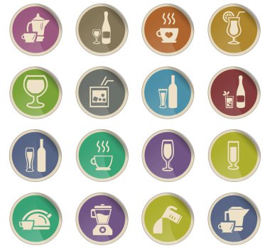 mutfak eşyaları için içecekler Icon set