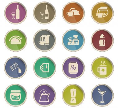 mutfak eşyaları için içecekler Icon set