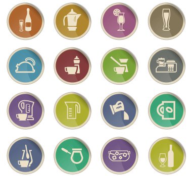 mutfak eşyaları için içecekler Icon set