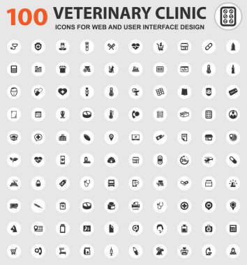 Hayvan hastalıklarıyla ilgili klinik Icons set