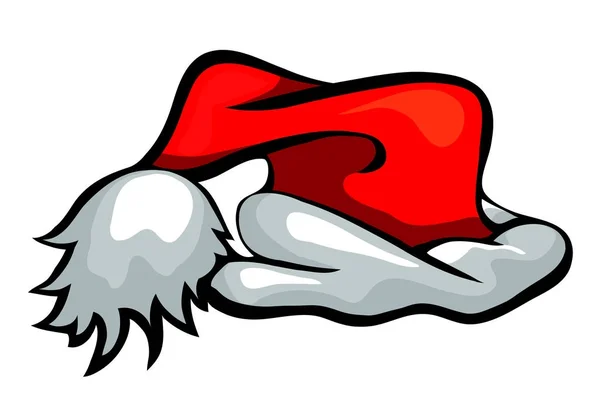 Dessin animé Santa chapeau isolé sur blanc — Image vectorielle