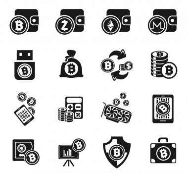Cryptocurrency ve madencilik Icon set