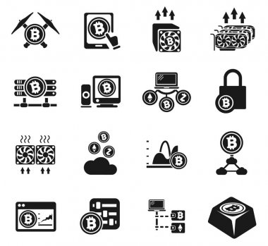 Cryptocurrency ve madencilik Icon set
