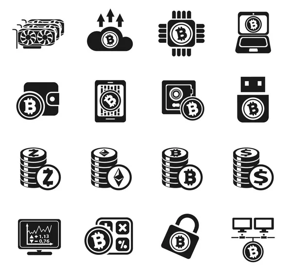 Cryptocurrency ve madencilik Icon set