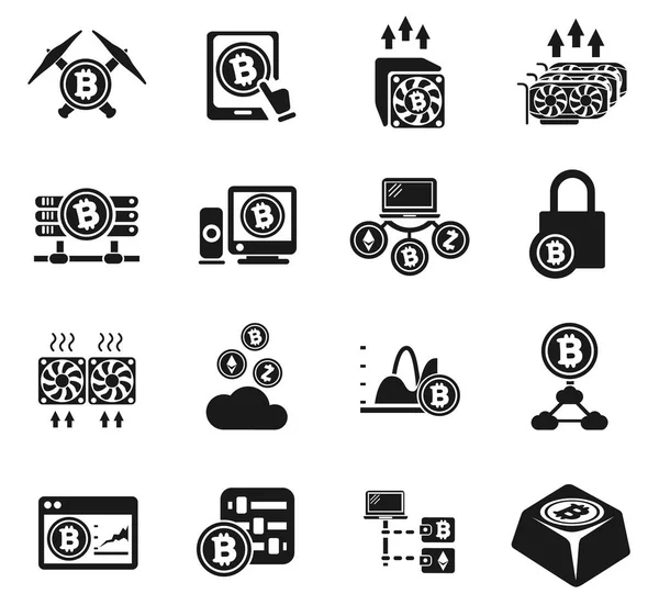 Cryptocurrency ve madencilik Icon set