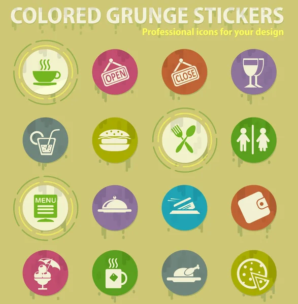 Kolorowe Ikony Grunge Cafe Klejem Potu Projektowania Aplikacji Internetowych Mobilnych — Wektor stockowy