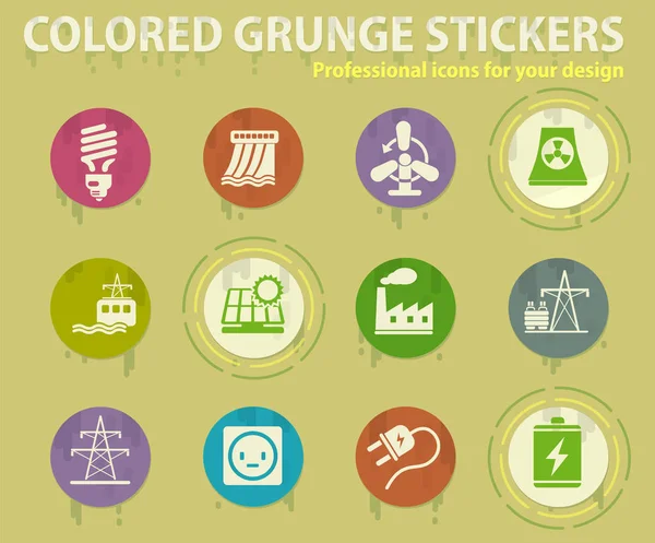 Iconos Grunge Enegry Icología Color Con Pegamento Sudores Para Web Ilustración de stock