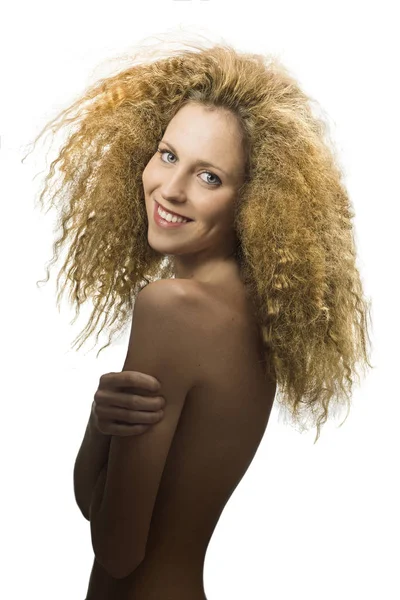 Modell mit schönem Haarschnitt lizenzfreie Stockbilder