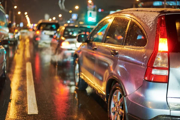 Traffic jam or collapse in a city street road on holiday — Stock Photo, Image