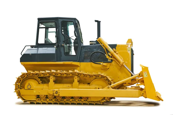 Bulldozer loader machine for earthmoving works on white — Stock Photo, Image