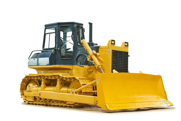 Bulldozer loader machine voor grondverzet werkt op wit — Stockfoto