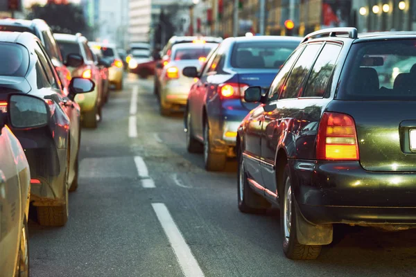 Traffic jam or collapse in a city street road — Stock Photo, Image