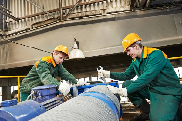 Industrial bridge crane maintenance or repair — Stock Photo, Image