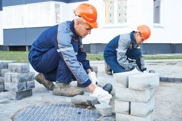 Trottoir chaussée piétonne travaux de construction — Photo