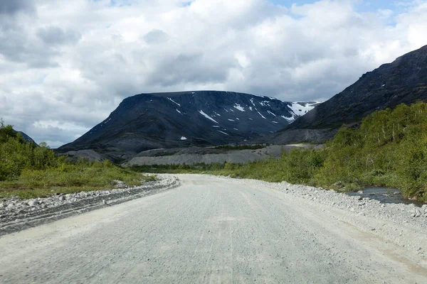 Large Route Terre Passe Centre Massif Khibiny Péninsule Kola Nord — Photo