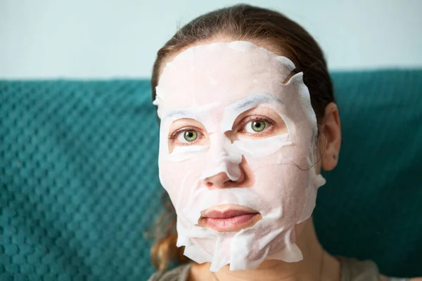 Rejuvenating Mask Which Fits Tightly Chin Cheeks Forehead Nose Mouth — Stock Photo, Image