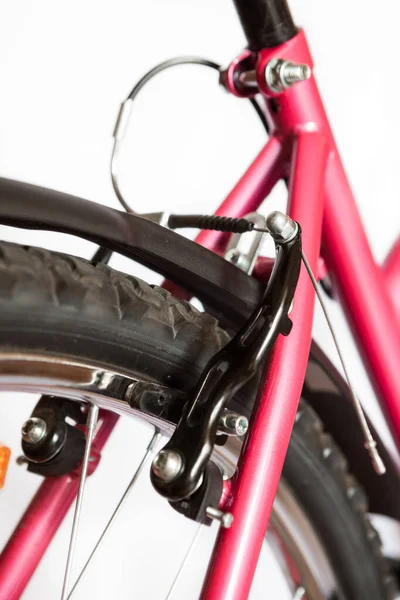 Rear v-brake of the mtb bicycle, isolated on a white background