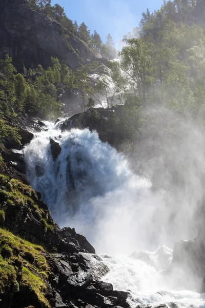 Latefoss Eller Latefossen Består Två Separata Bäckar Som Rinner Ner — Stockfoto