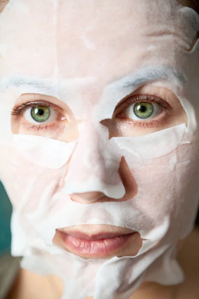 Close View Facial Mask Which Fits Tightly Chin Cheeks Forehead — Stock Photo, Image