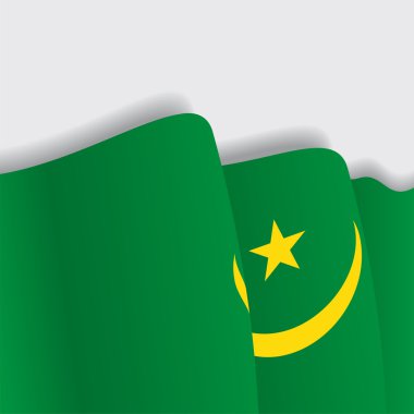Moritanya dalgalanan bayrak. Vektör çizim.