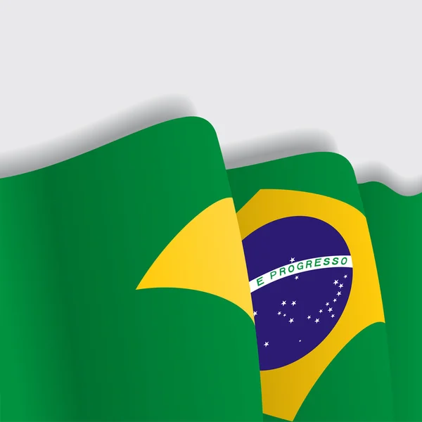 Brezilya bayrağı sallıyor. Vektör çizim. — Stok Vektör