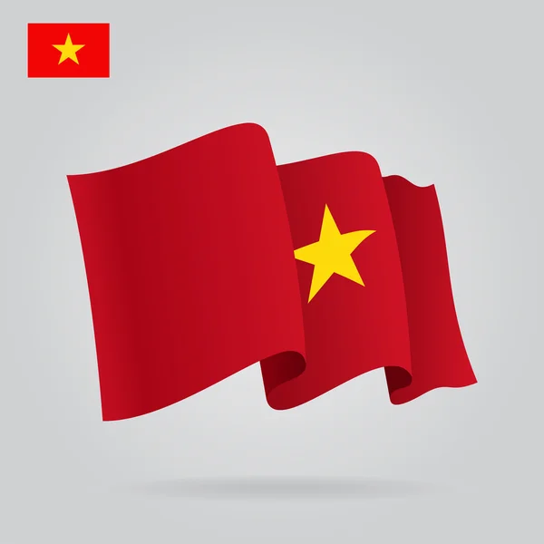 Вьетнамцы машут флагом. Векторная иллюстрация . — стоковый вектор