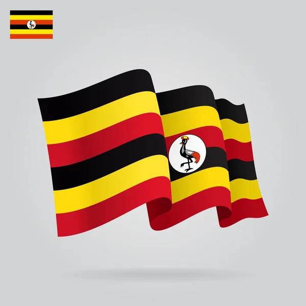 Ugandan waving Flag. Vector illustration. — Stock Vector