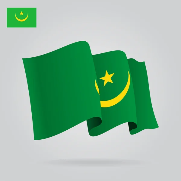 Bandera mauritana ondeando. Ilustración vectorial . — Archivo Imágenes Vectoriales