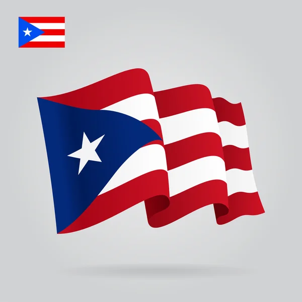 Bandera puertorriqueña ondeando. Ilustración vectorial . — Vector de stock