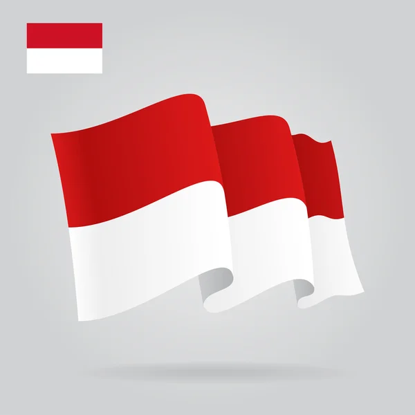 Bandiera sventolata indonesiana. Illustrazione vettoriale . — Vettoriale Stock