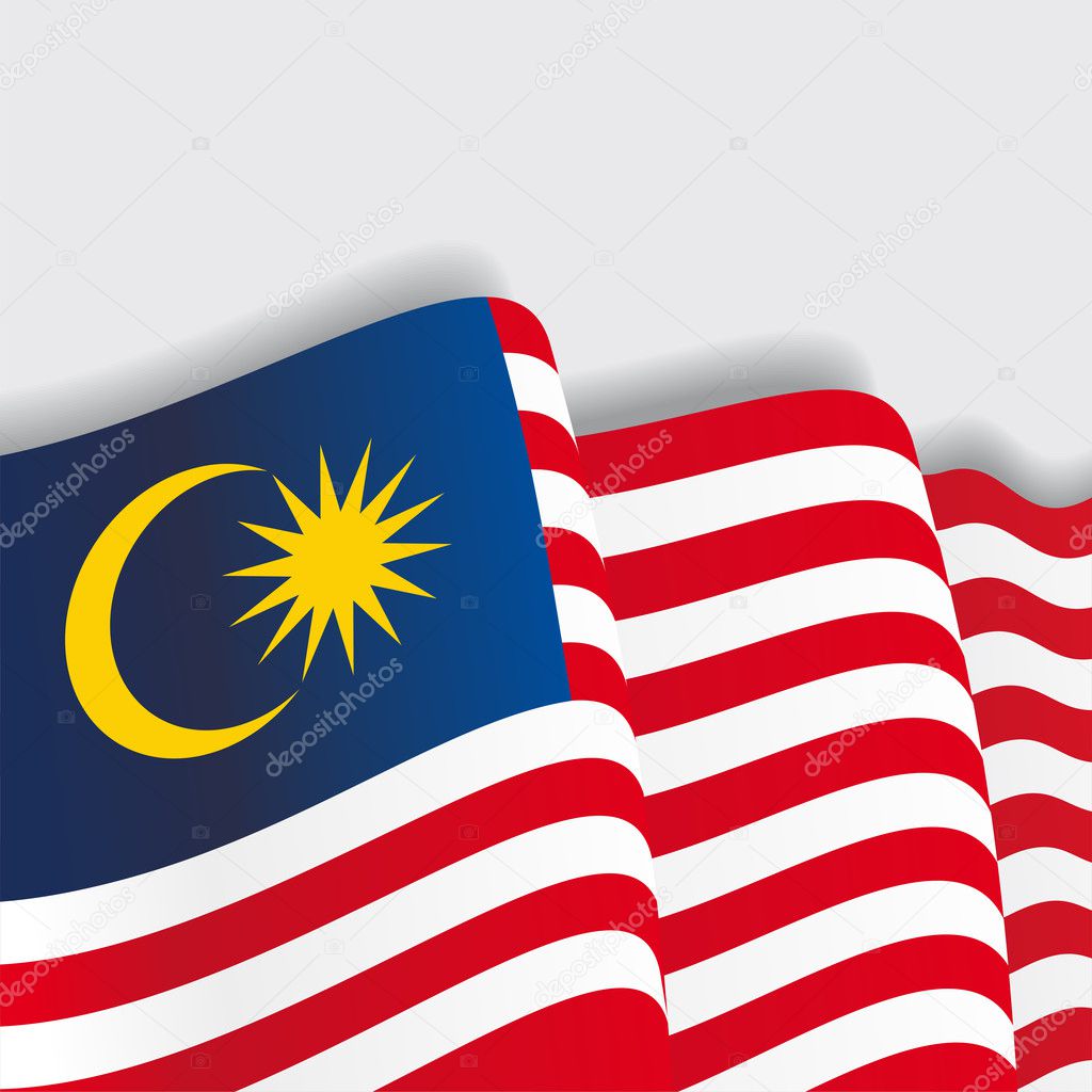Malaysian waving Flag. Vector illustration.