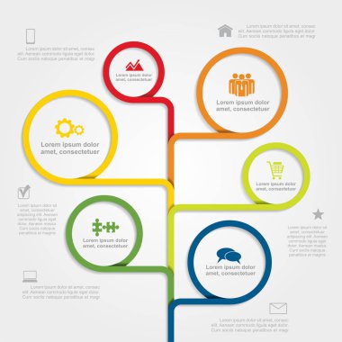 Infographic şablon öğeleri ve simgeler. Vektör çizim