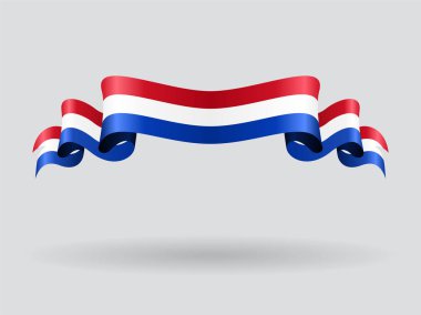 Hollanda dalgalı bayrağı. Vektör çizim.