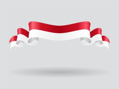 Endonezya dalgalı bayrak. Vektör çizim.